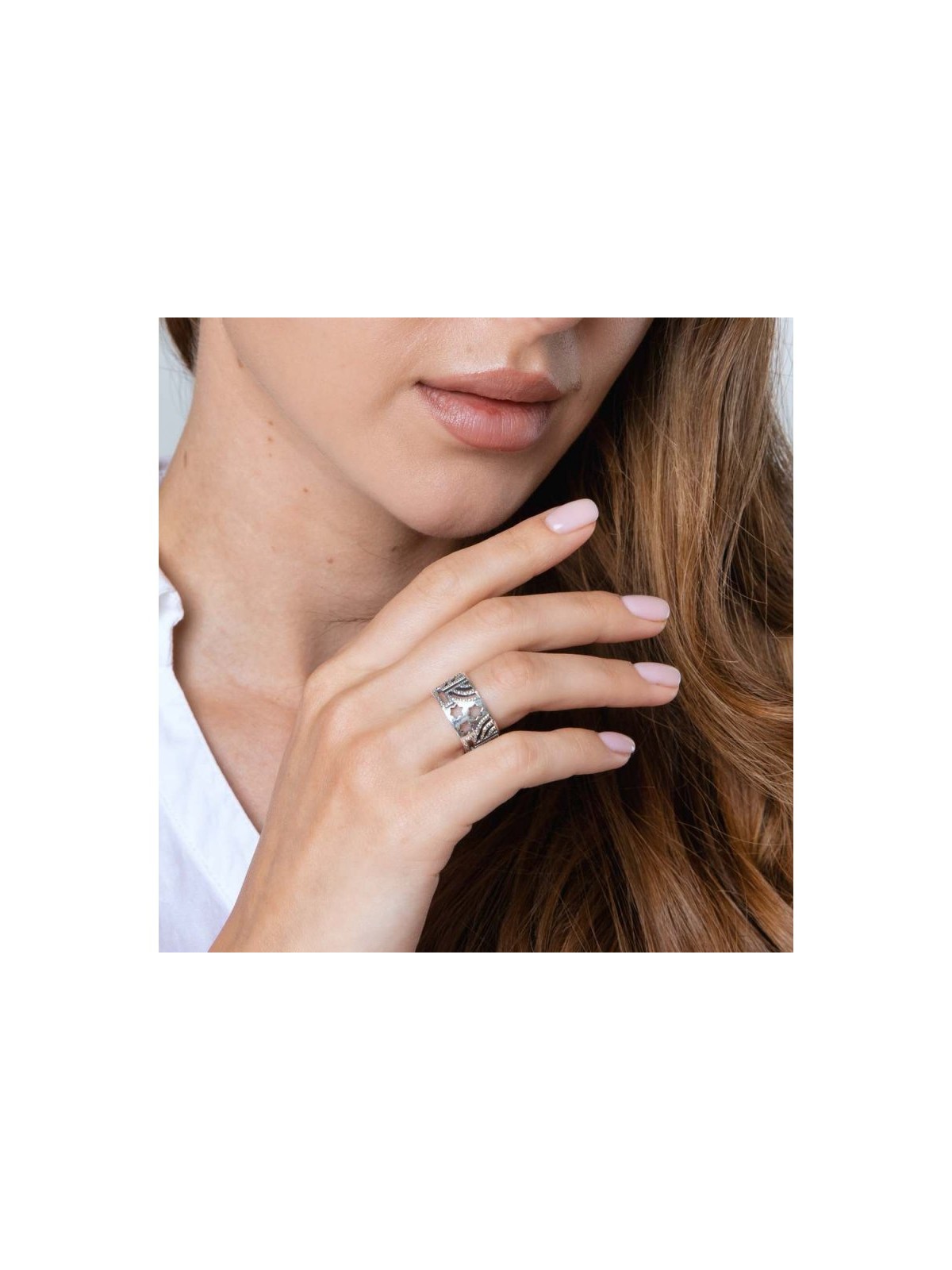 טבעת כסף סטרלינג עם חנוכיות נוצצות מגזרות... | טבעות יהודיות